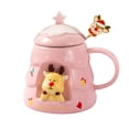 thumbnail image 2 of Taza navideña de cerámica con tapa y cuchara | Taza aislante para chocolate caliente, café o té | Taza para bebidas navideñas para el hogar, la cocina y la oficina., 2 of 3
