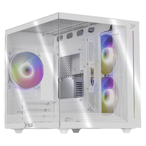 Gabinete XTREME PC GAMING Crystal Cube Mini Torre 3 Fan ARGB Blanco CXT955WT