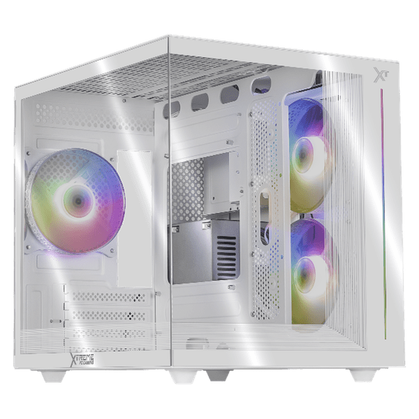 Gabinete XTREME PC GAMING Crystal Cube Mini Torre 3 Fan ARGB Blanco CXT955WT