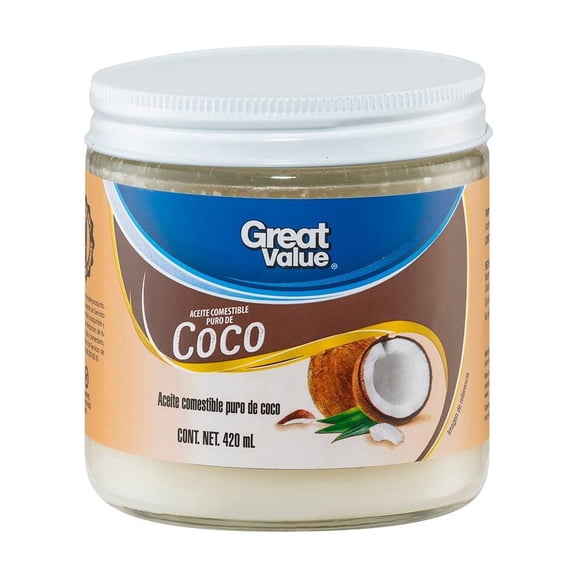 Aceite Great Value puro de coco 420 ml