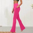 thumbnail image 2 of Amzcrzy Leggings Acampanados Mujer S-2XL - Yoga, Cintura Alta Sin Costura Delantera, Muy Elásticos Cómodos, Color Liso, Bolsillos Rosa, 2 of 6