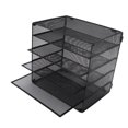 thumbnail image 4 of Organizador de archivos de Metal, rejilla de malla negra, estante de almacenamiento organizador de archivos de escritorio de Metal de gran capacidad de cinco capas, 4 of 14