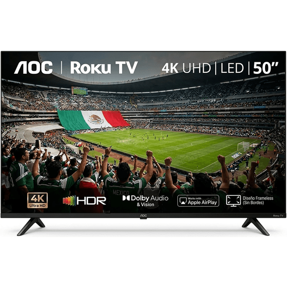 AOC Roku TV 50 Pulgadas Smart TV 4K UHD LED 50u7045 con WiFi, 3 Puertos HDMI y Compatible con Alexa