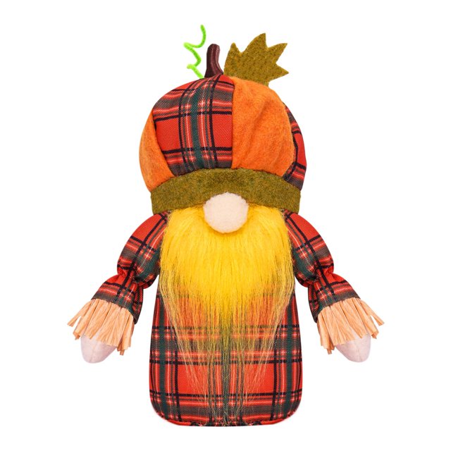 Otoño Harvest gnomo peluche muñeca con Braided cabello, calabaza sombrero, y cuadros Outfit - otoño festival de sobremesa decoración para el hogar, oficina, o fiesta exhibición, 11 pulgadas Tall