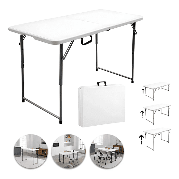 Mesa Plegable De Plástico Portátil Resistente Jardin 1.20 Mt Xtellar Color Blanco