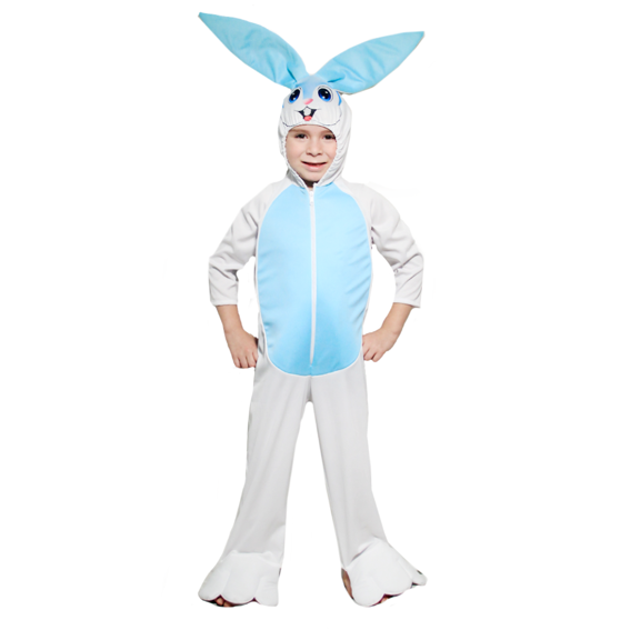 Disfraz de Primavera Conejo Blanco con Azul Unitardo Deluxe Infantil Niños Talla 1 a 3 años