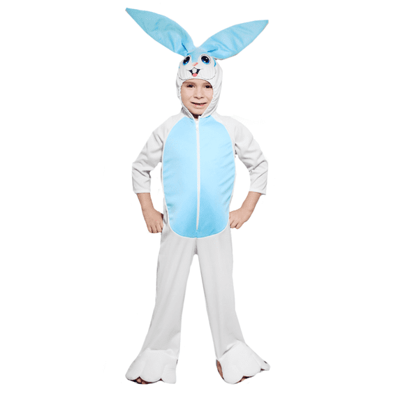 Disfraz de Primavera Conejo Blanco con Azul Unitardo Deluxe Infantil Niños Talla 1 a 3 años