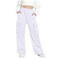 thumbnail image 2 of Pantalones de pana para niñas, cintura elástica, corte holgado, cordón ajustable, bolsillos, pantalones casuales para niñas con pana de mezcla de algodón de textura suave, tallas de 5-6 a 14-15 años., 2 of 5