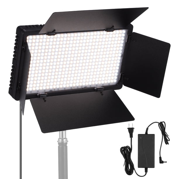 FELTECHELECTR Kit de iluminación de video con panel de luz LED, luz fotográfica, iluminación plana, brillo ajustable, equipo de iluminación para estudio con enchufe estadounidense