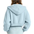 thumbnail image 5 of Sudadera con capucha y cremallera de manga larga de color liso para niñas, estilo casual y holgado, ideal para invierno, tallas 120-170., 5 of 5