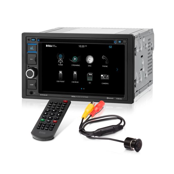 BOSS Audio Systems BVB9364RC Estéreo para automóvil - Doble DIN, pantalla táctil de 6.2 pulgadas, Bluetooth, reproductor de CD DVD, receptor de radio AM/FM, cámara de respaldo, USB, SD, control remoto