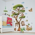 thumbnail image 4 of Pegatina de pared con diseño de mono, búho y árbol del bosque para habitación infantil, decoración de guardería, 4 of 6