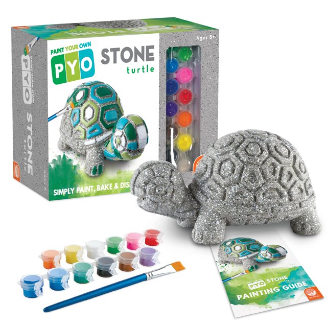 Kit de manualidades MindWare para pintar tu propia tortuga con decoración de piedra