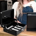 thumbnail image 2 of 1 Juego de caja de dinero de Metal para efectivo, caja de seguridad con bloqueo portátil con bandeja para dinero, organizador de ahorro de dinero para pequeñas empresas con llaves, 2 of 5