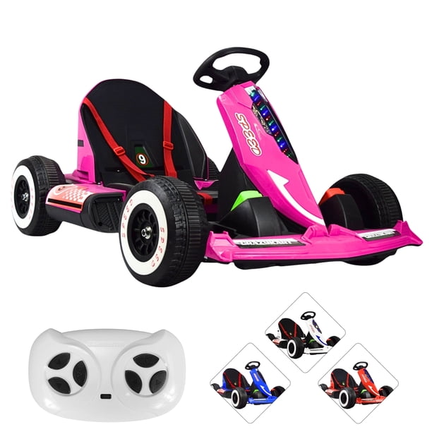 Montable Electrico Go Kart para Niños Largo Ajustable Luz 12v - Rosa