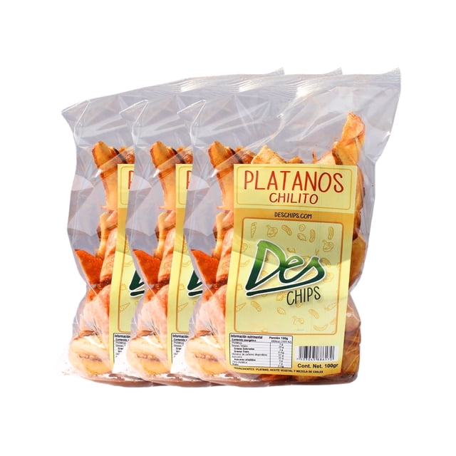 300 gr de Chips Botana de Vegetales Horneados Deshidratados, Libres de Glúten, Veganas x 3 Bolsas de 100 gr cada una - Sabor Plátano Chilito
