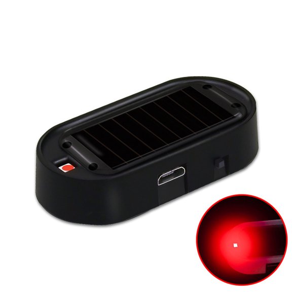 CaiYueKe Solar Powered Car Dummy Alarm Light LED Blinking Red Blue Light for Vehicle Security Anti Theft Deterrent with Light Sensor USB Rechargeable Easy Install Solar Light for Car Truck Van