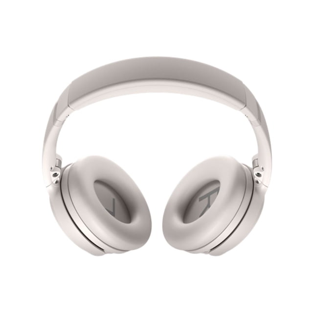 audífonos bose quietcomfort headphones white smoke Audífonos Bose QuietComfort en blanco humo, vista frontal centrada de diadema y copas circumaurales con almohadillas acolchadas de acabado suave, bisagras plegables y acabado mate; fondo blanco neutro. Su tamaño compacto los hace adecuados para guardarse en el estuche de transporte incluido.