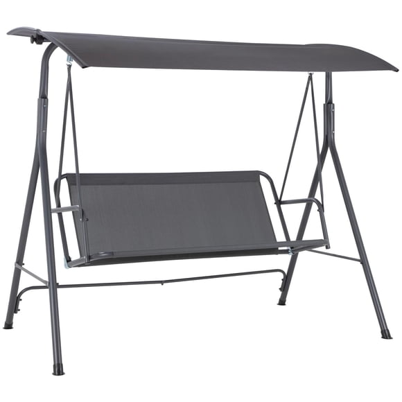 Columpio De Jardín Para Exterior Summer Con Toldo Abatible 3 Asientos Textilene Acero KingsHouse gris 4 Piezas