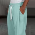 thumbnail image 4 of Amzcrzy Pantalones Deportivos Hombre Clásicos Color Liso Cintura Alta Elástica Cordón Pierna Recta Holgados Anchos Cómodos Con Bolsillos Tallas S-2XL Azul, 4 of 7