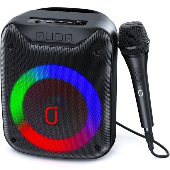 Bocina JYX, Bocina Bluetooth, Micrófono con Cable, Altavoz Portátil con Luz de DJ