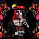 thumbnail image 2 of Juego De 4 Disfraces De Halloween, Sombrero, Guantes, Mallas y Moño, Catrin o Catrina, Fiesta, 2 of 5