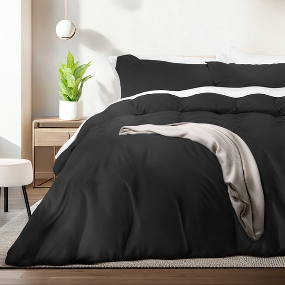 Juego de Funda para Edredon Duvet Dreamlab, Tamaño Matrimonial, Color Negro, 3 Piezas