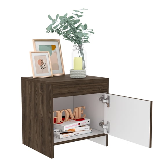 Mesa de Noche Excelsior Madera Aglomerada Coñac/Blanco 41.6 cm