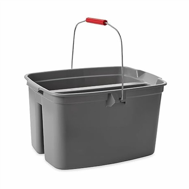 Rubbermaid Commercial Products-FG262888 Gris, cubeta de plástico de Doble cubeta para Limpieza, fácil de Llevar, 19 Cuartos de galón, Gris