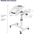 thumbnail image 2 of Mesa para Laptop Bluelander con Altura Ajustable y Ruedas con Bloqueo, Blanco, 2 of 5