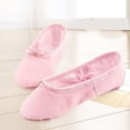 thumbnail image 3 of Zapatilla de ballet Zapato de baile Lona Ballet Yoga Zapatos de baile con suela de cuero suave para niños pequeños Niños Niñas Rosa con cordones Talla 26, 3 of 12