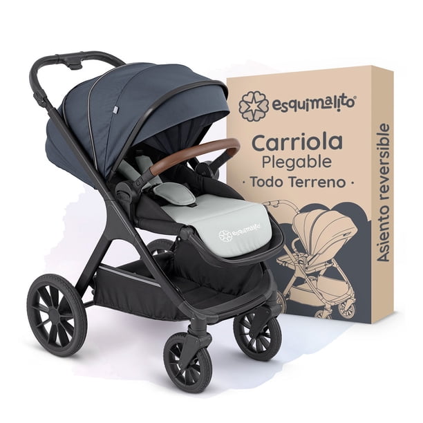 Carriola para Bebé Esquimal con Toldo Impermeable, Asiento Removible 360° y Ajustable a 3 Posiciones (Gris)