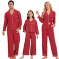 thumbnail image 1 of Conjunto de pijamas familiares de Navidad a juego con botones y mangas largas con pantalones S rojos ["Niños y Niñas"], 1 of 5