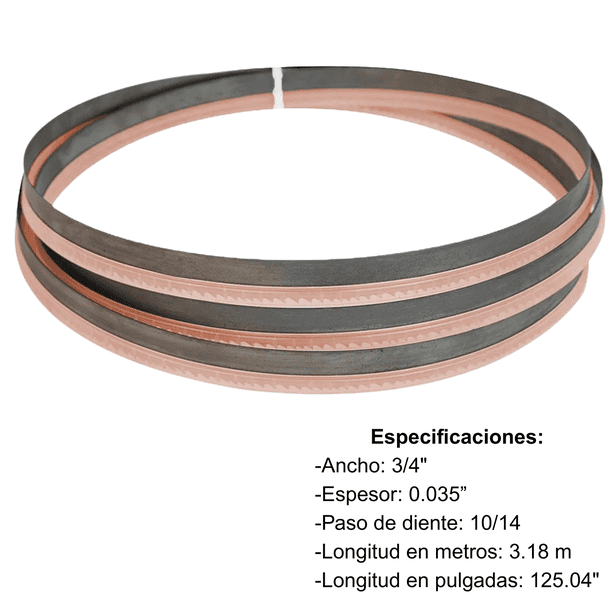 Sierra Cinta Bimetálica Maraga 3/4" x .035" x 125.04" (3.18 m) 10/14 TPI para Corte de Metal y Acero