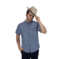 thumbnail image 1 of Camisa Manga Corta Look De Lino Azul Marino Jaspe Slim Fit Caballero, 1 of 3