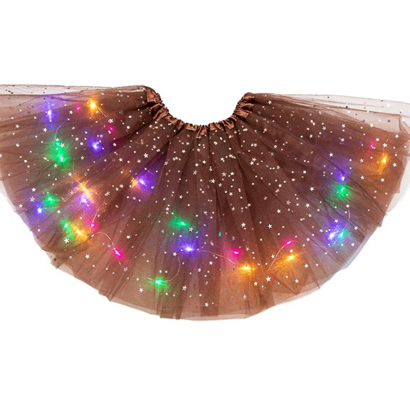 Faldas tutú para niña con lentejuelas y luces LED, ropa luminosa de ballet, disfraz brillante (marrón)