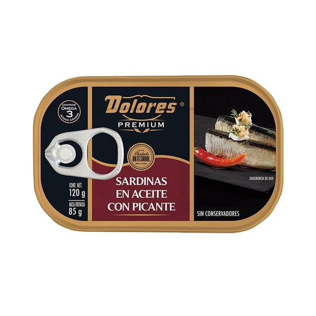 Sardinas Dolores premium en aceite con picante de 120 g