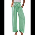 thumbnail image 1 of Pantalones de Salón Anchos para Mujer con Bolsillos, Cintura Alta, Ajustables, con Nudo y Holgados. Verde XXL, 1 of 7