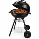 thumbnail image 1 of Asador de Carbon Redondo con Tapa y Ruedas Parrilla BBQ de Acero para Jardin Patio Terraza y Camping Asador Portatil Negro, 1 of 10