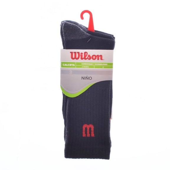 Calcetas Wilson para Niño, 3 Pares Negro Talla G