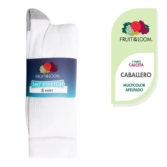 Calcetas Fruit Of The Loom para Hombre, Algodón Afelpado 5 Pares Multicolor Unitalla