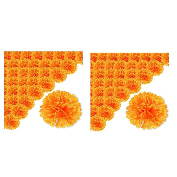 Flores de Caléndula de 3.9 Pulgadas Flor Artificial del Día de Los Muertos 100 Piezas Cabeza de Flores de Caléndula Falsa para Hacer Guirnaldas de Caléndula