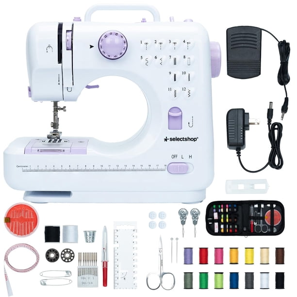 Maquina De Coser Portatil Electrica Mas Kit Costura Y Pedal Color Blanco