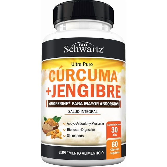 Suplemento de cúrcuma y jengibre BioSchwartz 1000mg 60 cápsulas