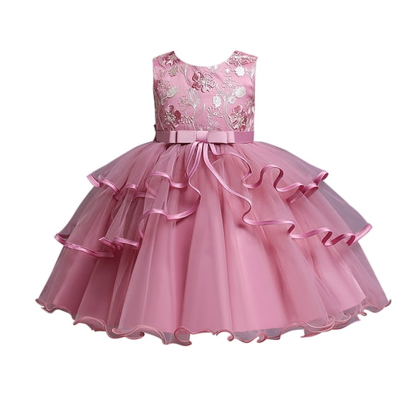 Vestido Para Niñas, Ropa Para Niñas Pequeñas, Vestido De Princesa Sin Mangas De Encaje Para Niños Pequeños, Vestido De Fiesta De Tul, Ropa De Cosplay, Rosa Y Rojo Odeerbi  LM103-1284