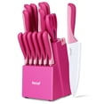 thumbnail image 1 of Juego de Cuchillos de Cocina hecef de 15 Piezas con Recubrimiento Antiadherente - Rosa, 1 of 10