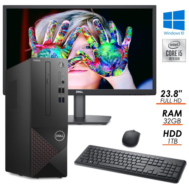 PC Vostro Core i5 10400 Dell RAM 32GB Disco duro 1TB Windows 10 HOME monitor 23.8" fino