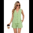 thumbnail image 3 of Traje Corto de Dos Piezas para Mujer, de , A Cuadros, Color Verde, Talla M, 3 of 7
