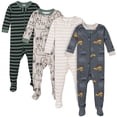 thumbnail image 1 of Pijamas con pies para bebé niño Gerber, paquete de 4, osos y camiones, 12 meses, 1 of 8