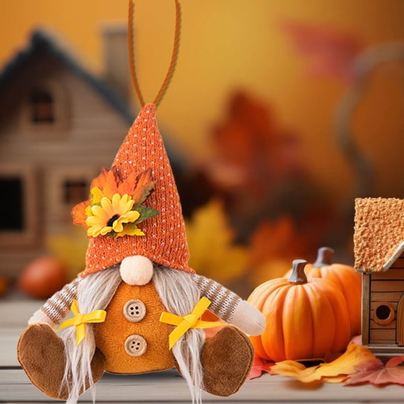 Decoración de gnomo de Acción de Gracias: colgante de enano con gorro de punto para árbol de Navidad, repisa de chimenea o decoración del hogar Adorno caprichoso de Rudolf el Duende para exhibición